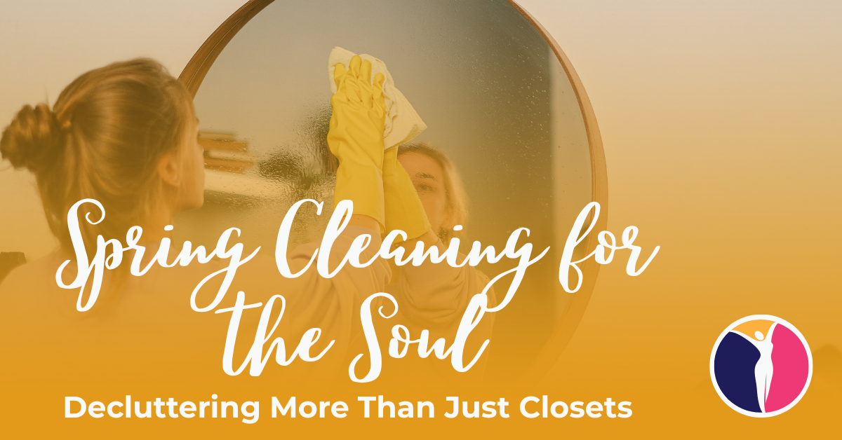A woman wipes a mirror while spring cleaning, featured in "Spring Cleaning for the Soul," a blog about inner peace by Dr. Arlonda Stevens of the Midlife Renaissance Collective