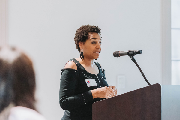 Mistress of Ceremonies Pamela Morton at the Midlife Renaissance Collective's Second Annual Woman Empowerment Conference.