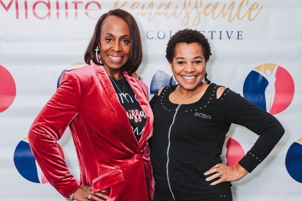Dr. Arlonda Stevens and Mistress of Ceremonies Pamela Morton at the Midlife Renaissance Collective's Second Annual Woman Empowerment Conference.